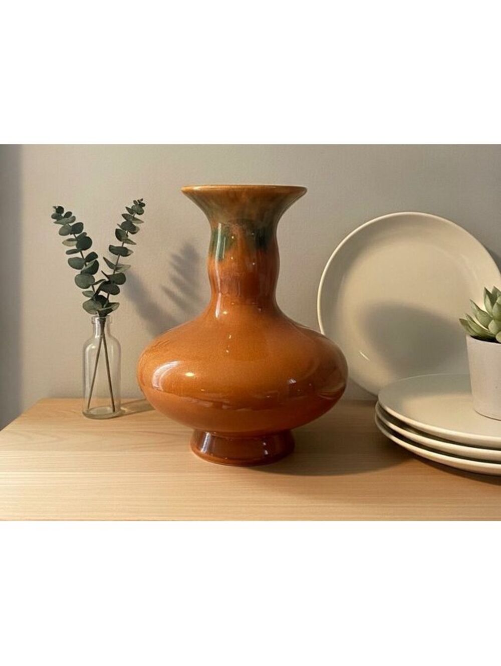 Vintage Mid-Century Royal Haeger Pottery Vase w/ Brown and Green Glaze R-1525